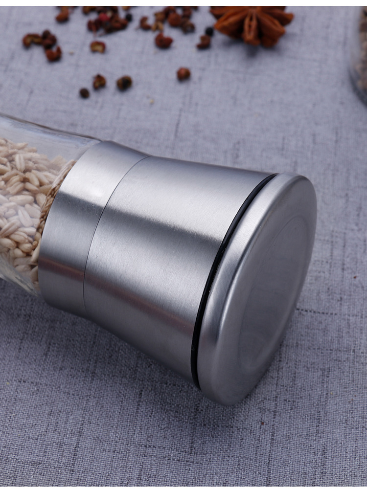 304 Stainless Steel Pepper Grinder Household Pepper Sea Salt Mill Bottle Spice Jar Glass Manual Grinding Bottle Mill Bottle