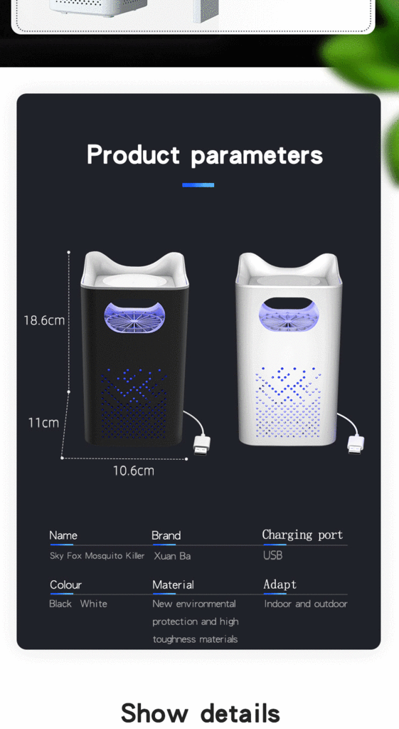 Electric Shock Mosquito Killing Lamp Led Fly Catcher Fly-Killing Lamp Indoor Mute USB Photocatalyst 