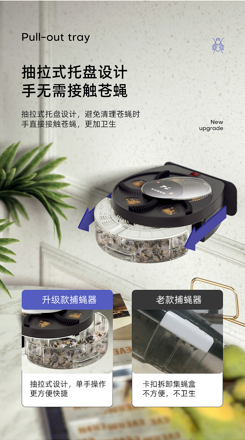 Fly Catcher Automatic Fan Blade Commercial Wireless Flies Trap Restaurant Restaurant Indoor Wall Hanging Trap Fly Fantastic Product