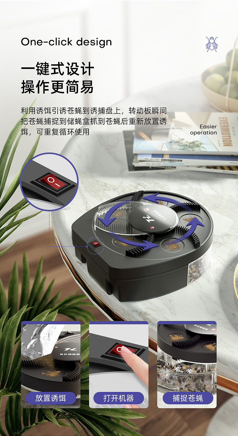 Fly Catcher Automatic Fan Blade Commercial Wireless Flies Trap Restaurant Restaurant Indoor Wall Hanging Trap Fly Fantastic Product