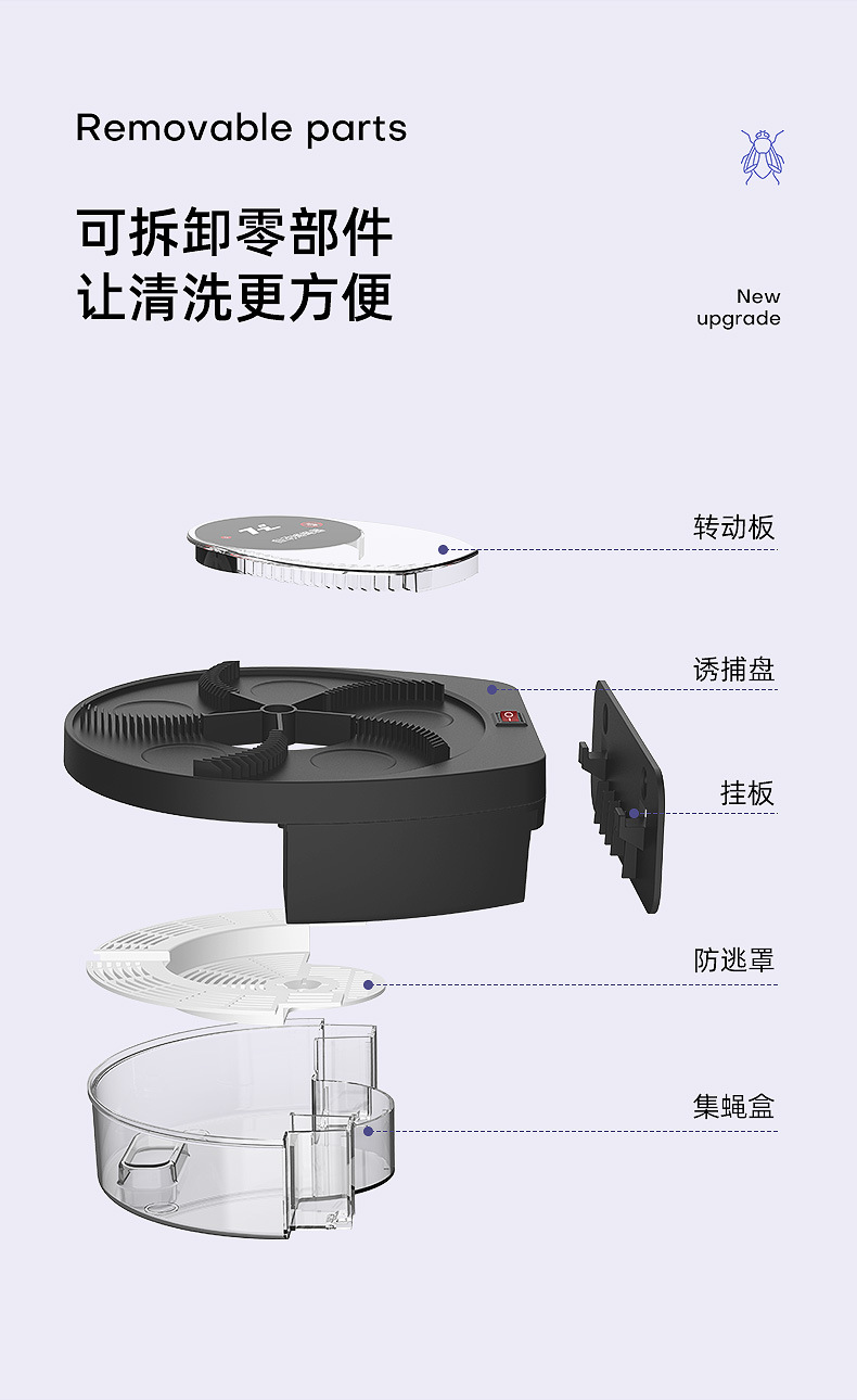 Fly Catcher Automatic Fan Blade Commercial Wireless Flies Trap Restaurant Restaurant Indoor Wall Hanging Trap Fly Fantastic Product