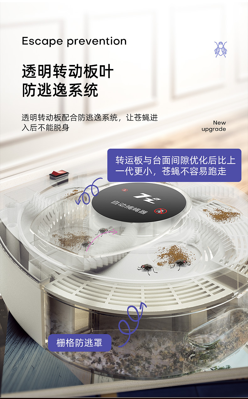 Fly Catcher Automatic Fan Blade Commercial Wireless Flies Trap Restaurant Restaurant Indoor Wall Hanging Trap Fly Fantastic Product