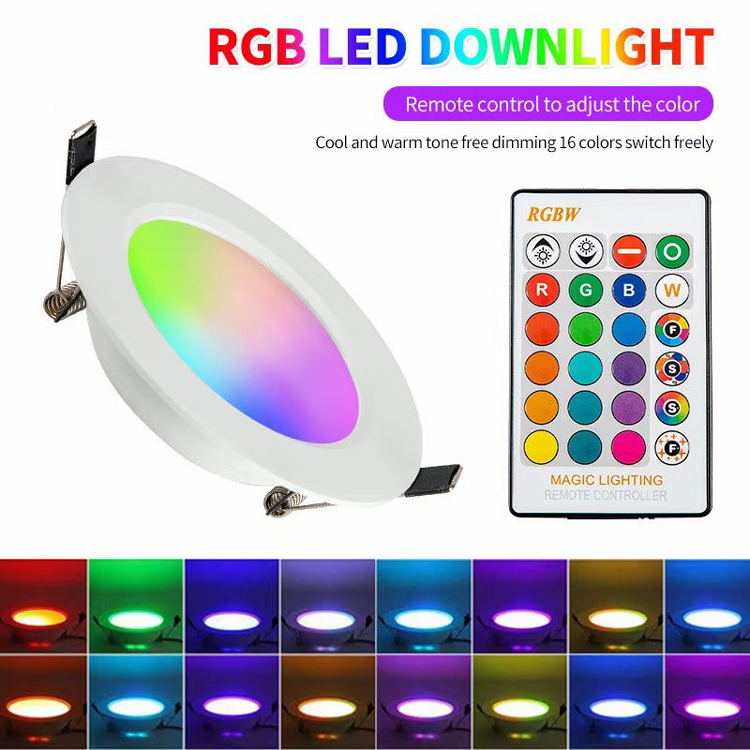 LED Dimming Colorful Downlight 9W Ceiling Lamp RGBW Remote Control Dimming Bar KTV Mall Hypermarket Lighting