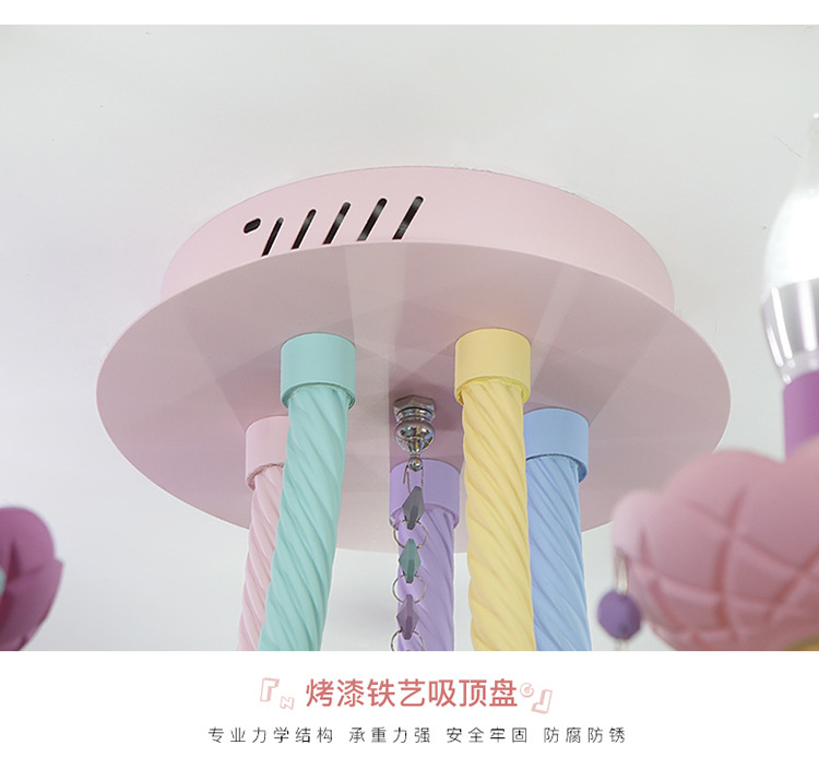 Nordic Macaron crystal ceiling lamp Simple American bedroom LED eye-care warm princess room lamps and lanterns