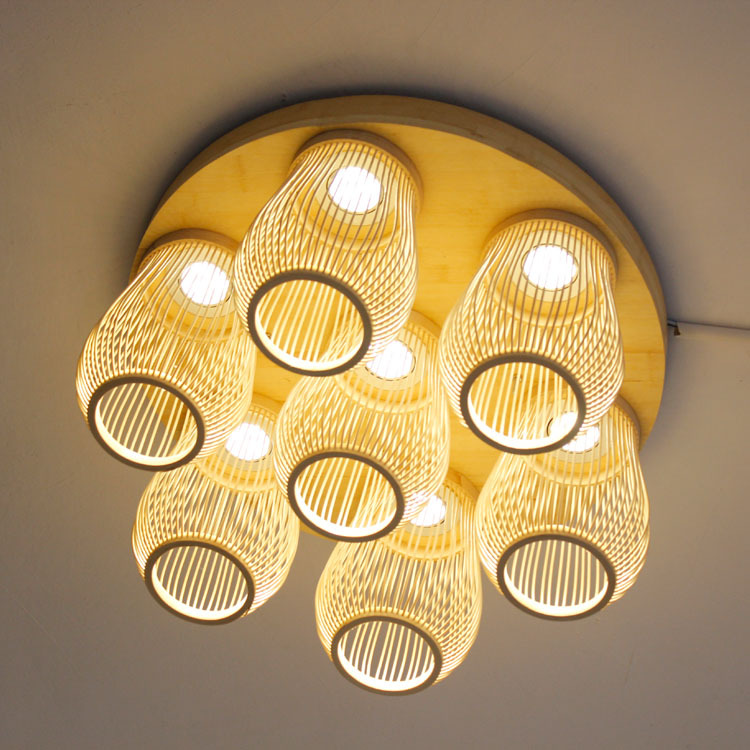 Handwoven bamboo Korean ceiling lamp bamboo lamps restaurant lamp simple fashion led
