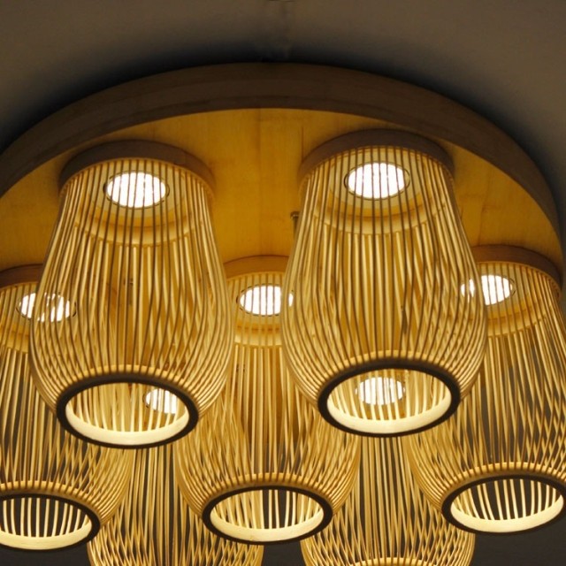 Handwoven bamboo Korean ceiling lamp bamboo lamps restaurant lamp simple fashion led