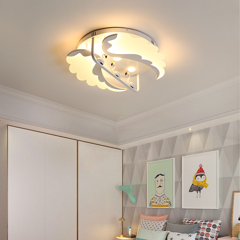 Children&#039;s room Nordic bedroom ceiling lamp cartoon flamingo boys and girls ultra-thin simple lamps and lanterns