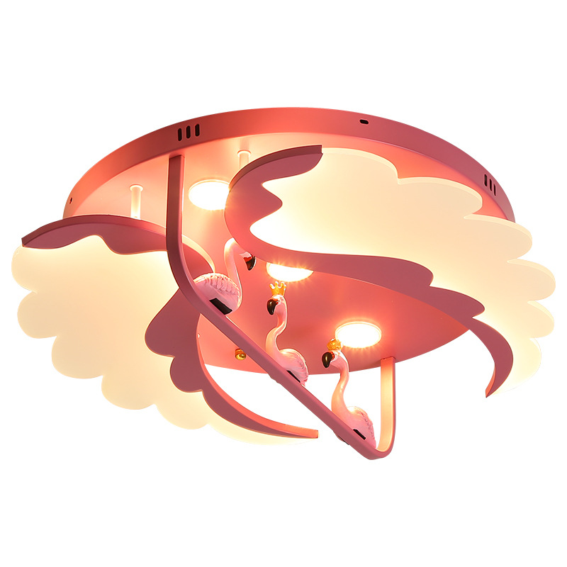 Children&#039;s room Nordic bedroom ceiling lamp cartoon flamingo boys and girls ultra-thin simple lamps and lanterns