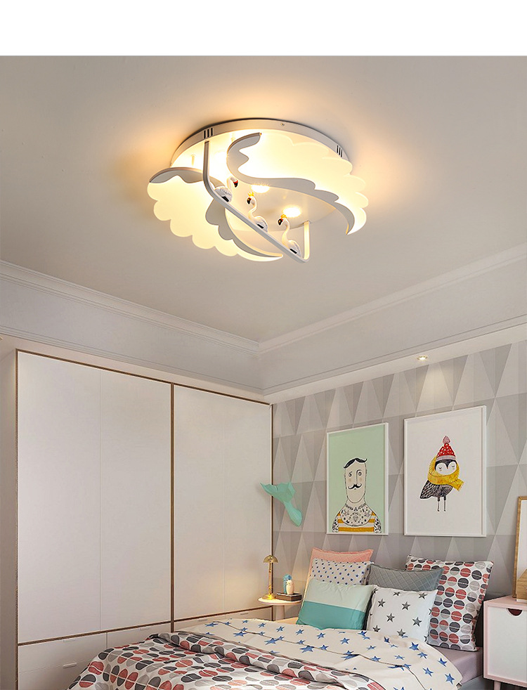 Children's room Nordic bedroom ceiling lamp cartoon flamingo boys and girls ultra-thin simple lamps and lanterns Children's room Nordic bedroom ceiling lamp cartoon flamingo boys and girls ultra-thin simple lamps and lanterns