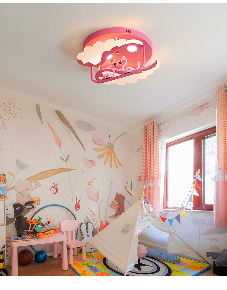 Children's room Nordic bedroom ceiling lamp cartoon flamingo boys and girls ultra-thin simple lamps and lanterns Children's room Nordic bedroom ceiling lamp cartoon flamingo boys and girls ultra-thin simple lamps and lanterns
