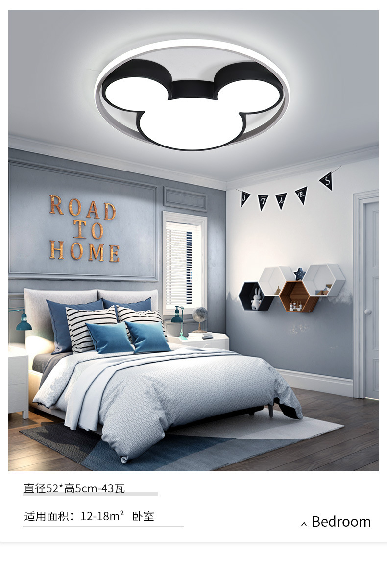 Led bedroom ceiling lamp Stylish creative personality acrylic household lamp cartoon Mickey Mouse children's room lamps