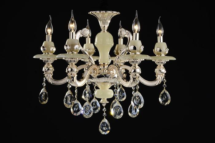 Luxurious European-style zinc alloy candle crystal chandelier lighting living room jade Villa penthouse floor lamp 8