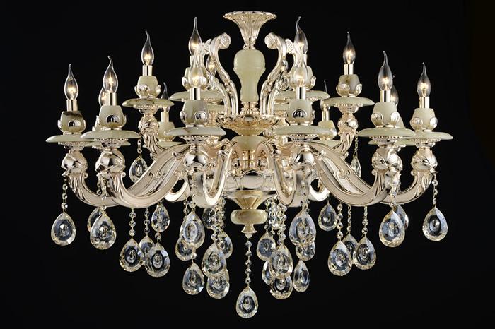 Luxurious European-style zinc alloy candle crystal chandelier lighting living room jade Villa penthouse floor lamp 8