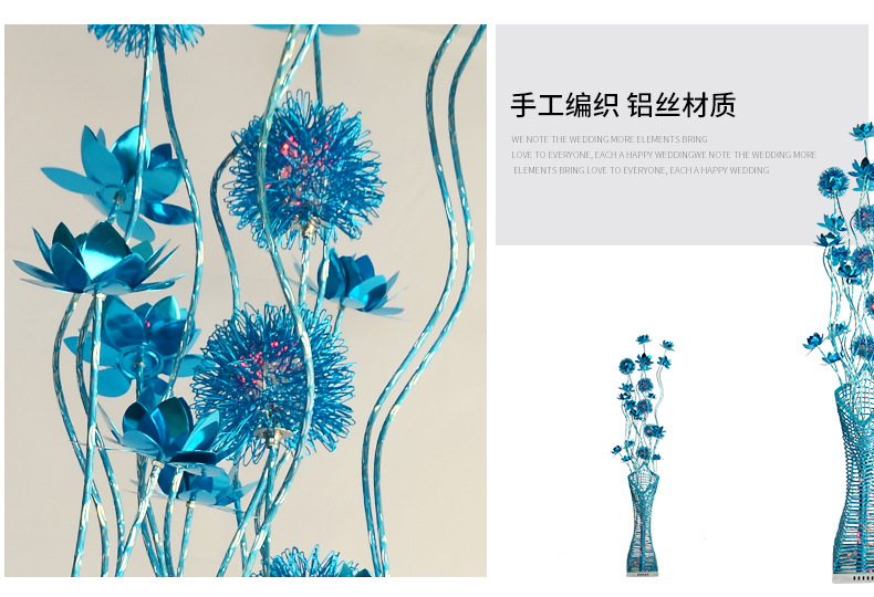 Table Lamp Fashion Blue Warm Wedding Bedroom Floor Lamp Wedding Gift Decoration Living Room and Bedside Floor Lamp