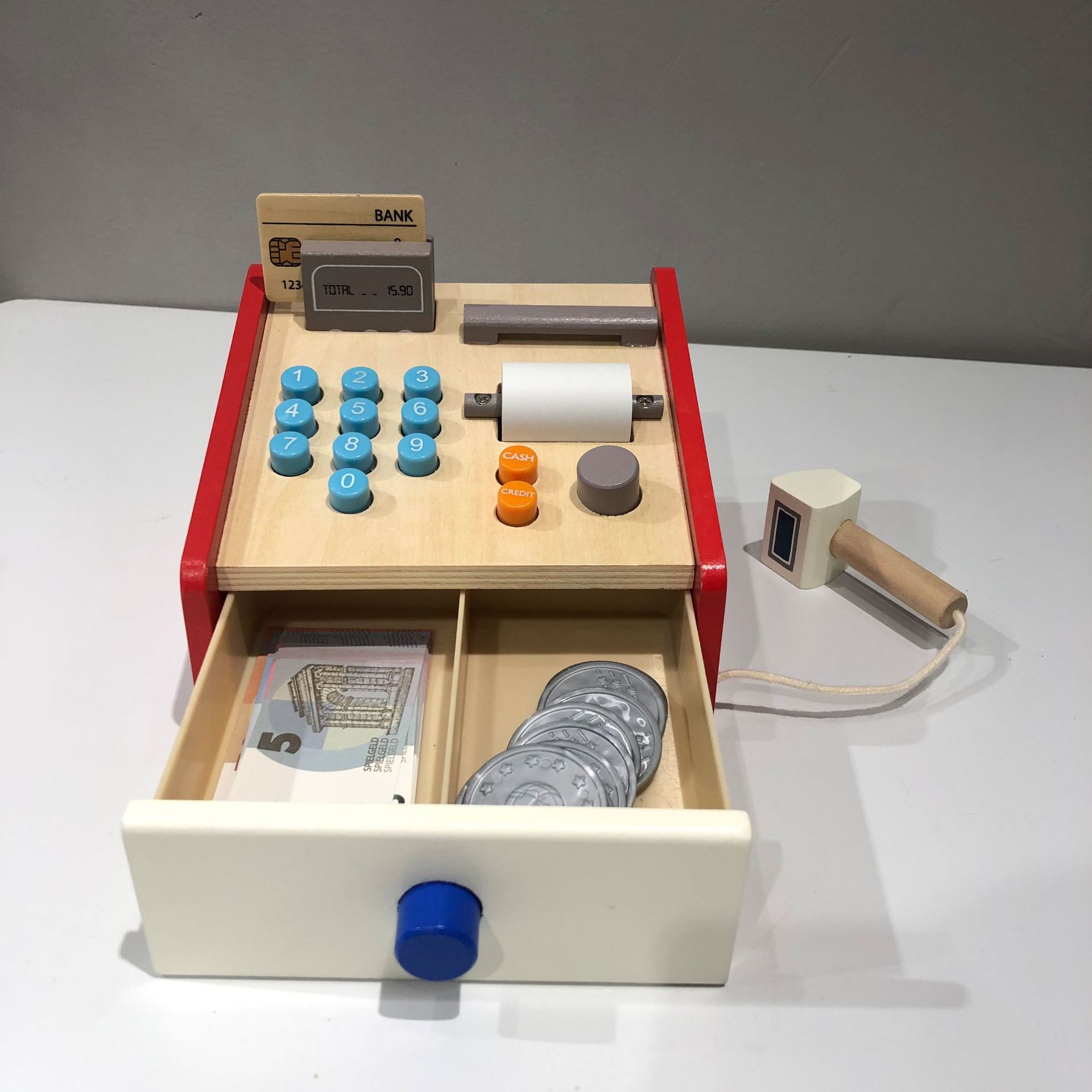 Factory Direct Sales Export Original Wooden Simulation Cash Register Collection Desk Children Counting Money Coin Play House Toy Factory Direct Sales Export Original Wooden Simulation Cash Register Collection Desk Children Counting Money Coin Play House Toy