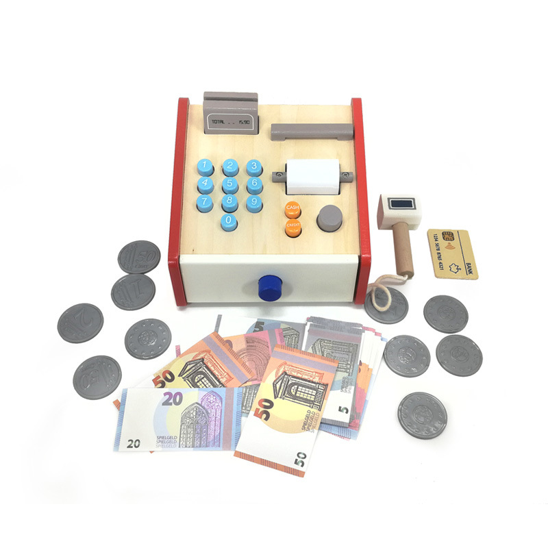 Factory Direct Sales Export Original Wooden Simulation Cash Register Collection Desk Children Counting Money Coin Play House Toy Factory Direct Sales Export Original Wooden Simulation Cash Register Collection Desk Children Counting Money Coin Play House Toy