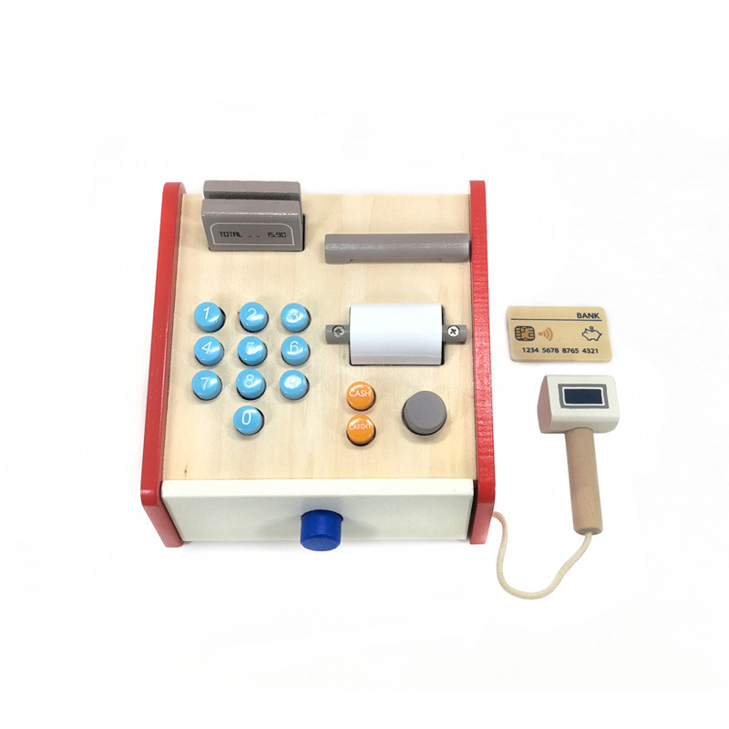 Factory Direct Sales Export Original Wooden Simulation Cash Register Collection Desk Children Counting Money Coin Play House Toy Factory Direct Sales Export Original Wooden Simulation Cash Register Collection Desk Children Counting Money Coin Play House Toy