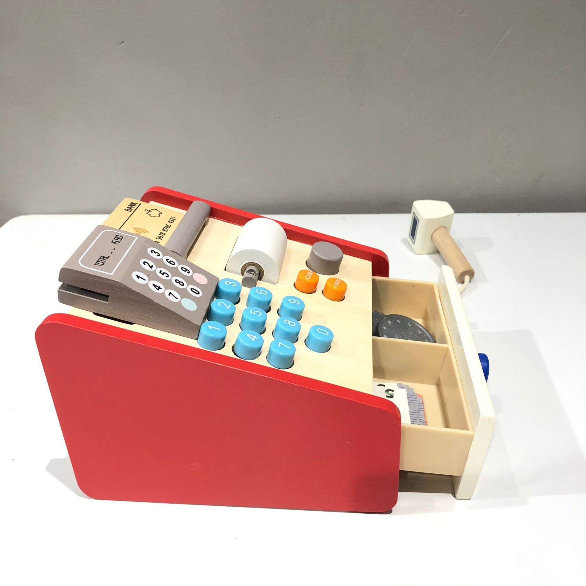 Factory Direct Sales Export Original Wooden Simulation Cash Register Collection Desk Children Counting Money Coin Play House Toy Factory Direct Sales Export Original Wooden Simulation Cash Register Collection Desk Children Counting Money Coin Play House Toy