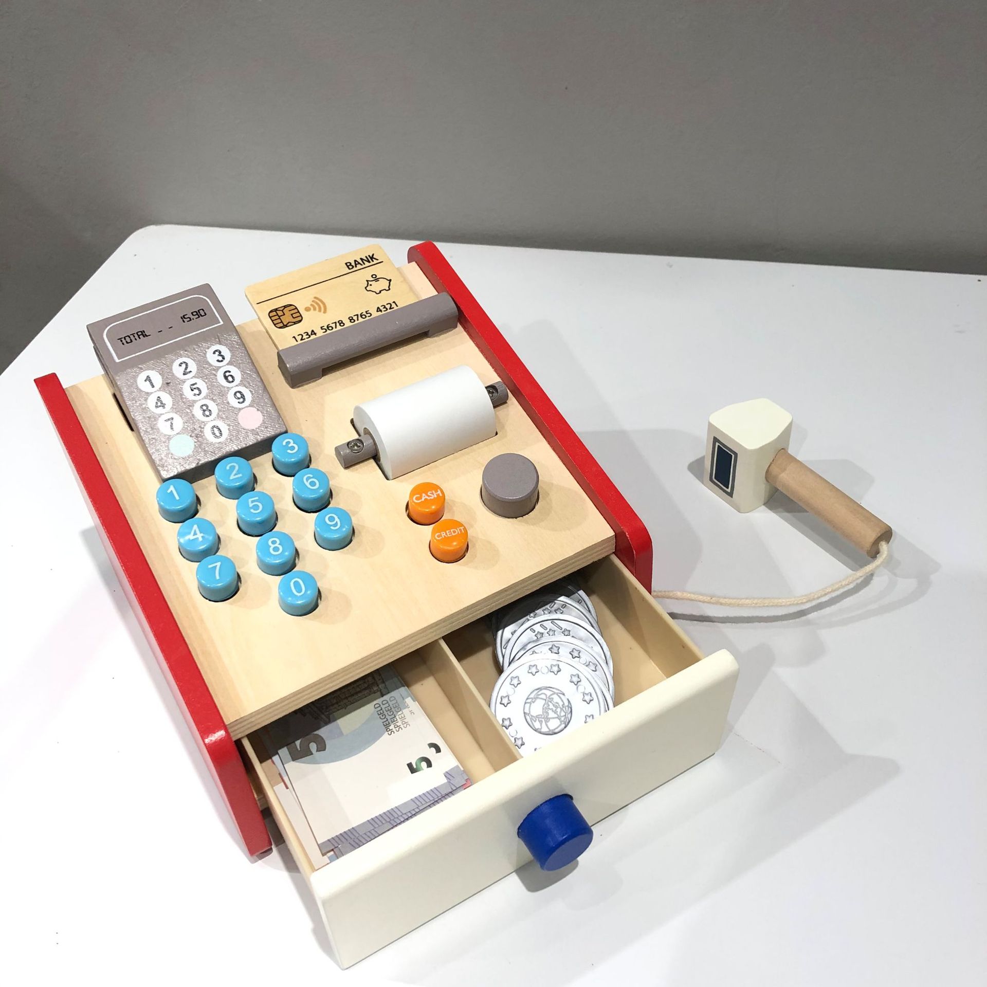 Factory Direct Sales Export Original Wooden Simulation Cash Register Collection Desk Children Counting Money Coin Play House Toy Factory Direct Sales Export Original Wooden Simulation Cash Register Collection Desk Children Counting Money Coin Play House Toy
