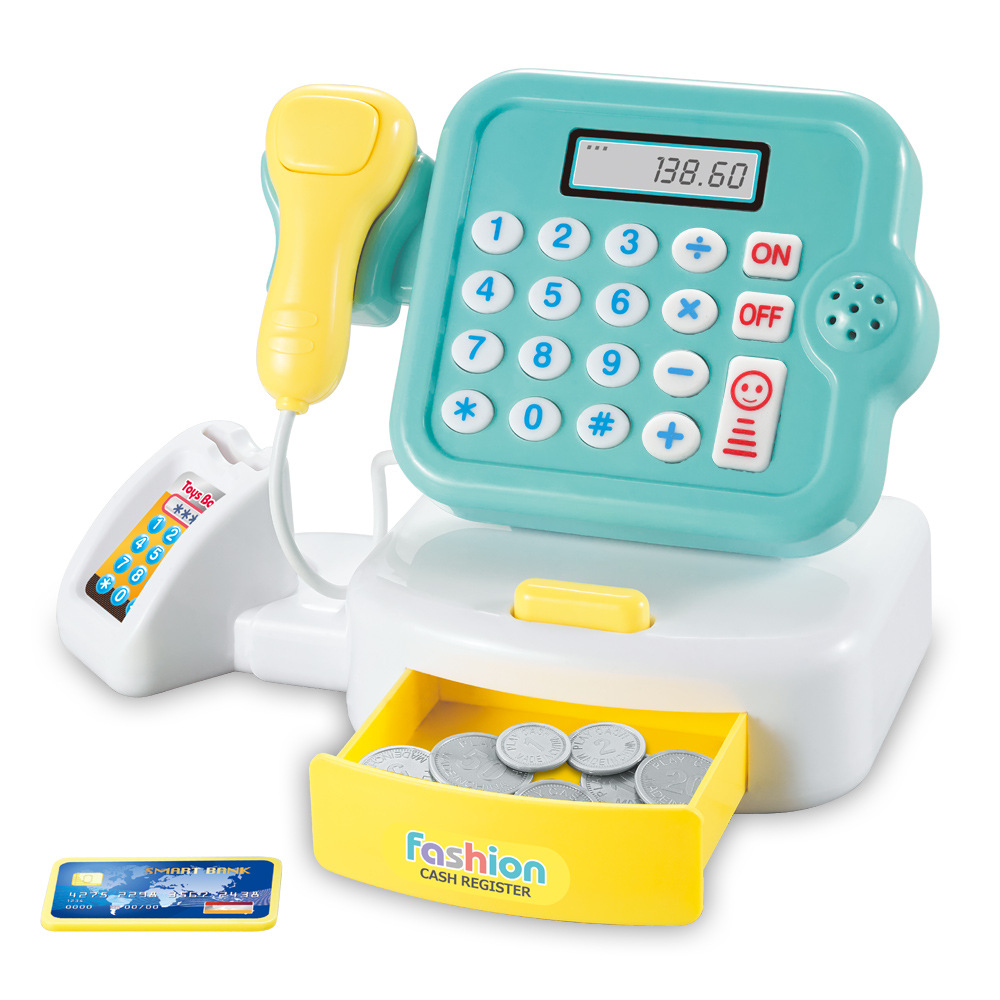 Children&#039;s Cash Register Toy Boys and Girls Play House Acoustic and Lighting Toys Simulation Scanner Supermarket Can Calculate