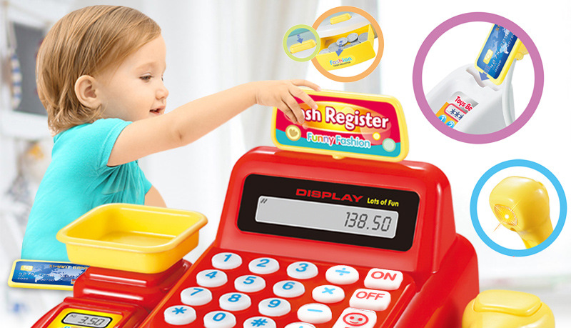 Children's Cash Register Toy Boys and Girls Play House Acoustic and Lighting Toys Simulation Scanner Supermarket Can Calculate Children's Cash Register Toy Boys and Girls Play House Acoustic and Lighting Toys Simulation Scanner Supermarket Can Calculate