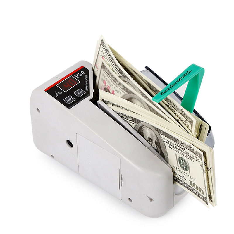 V30 Handheld Cash Register Portable Handheld Money Detector Bill Counter Power Battery Dual-Use