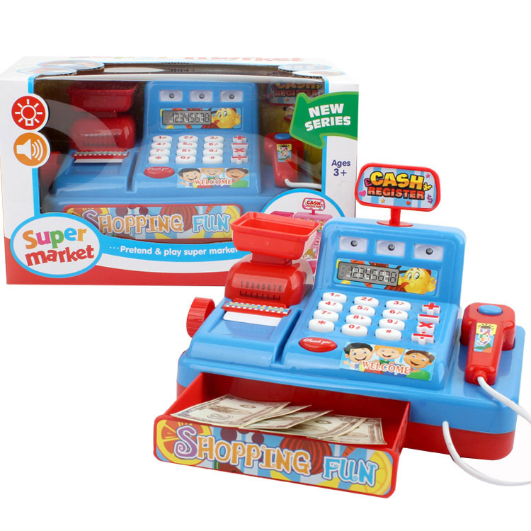 Children's puzzle multi-functional simulation of boys and girls supermarket cash register toys with lights and music cash register Children's puzzle multi-functional simulation of boys and girls supermarket cash register toys with lights and music cash register