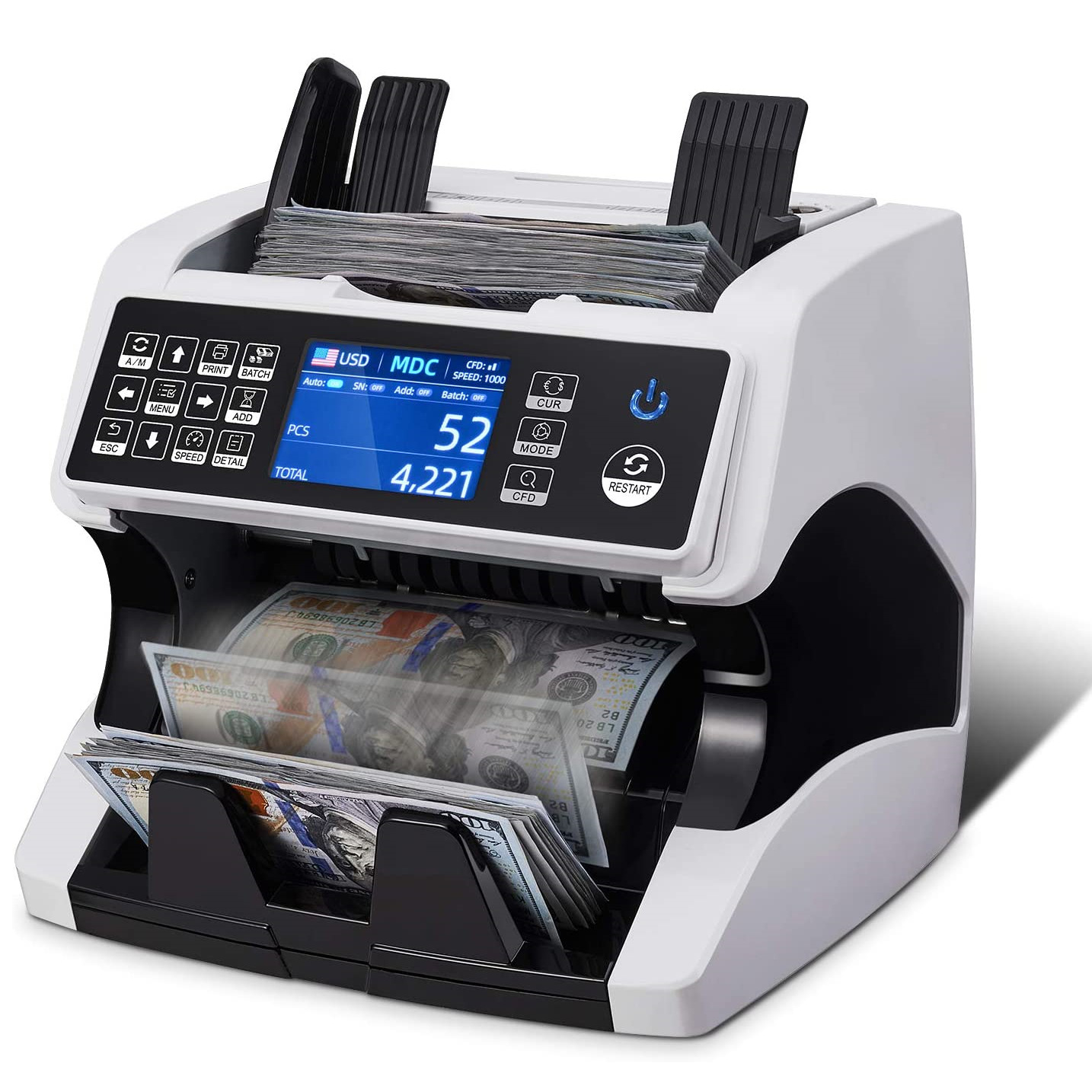 Multi-Currency Total Vertical Cash Register Dual CIS Image Recognition US Dollar Euro Multi-Currency Foreign Currency Cash Register
