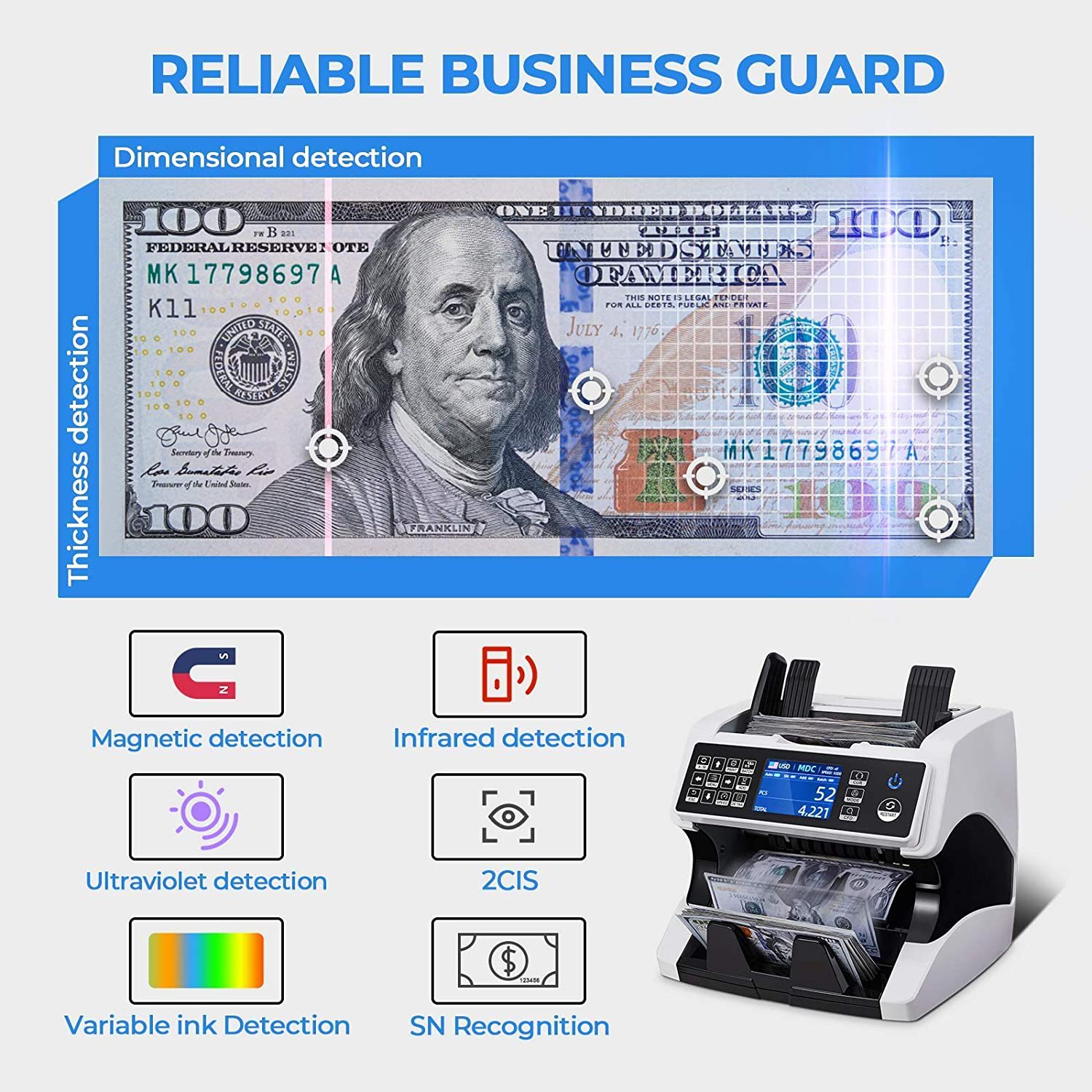 Multi-Currency Total Vertical Cash Register Dual CIS Image Recognition US Dollar Euro Multi-Currency Foreign Currency Cash Register Multi-Currency Total Vertical Cash Register Dual CIS Image Recognition US Dollar Euro Multi-Currency Foreign Currency Cash Register