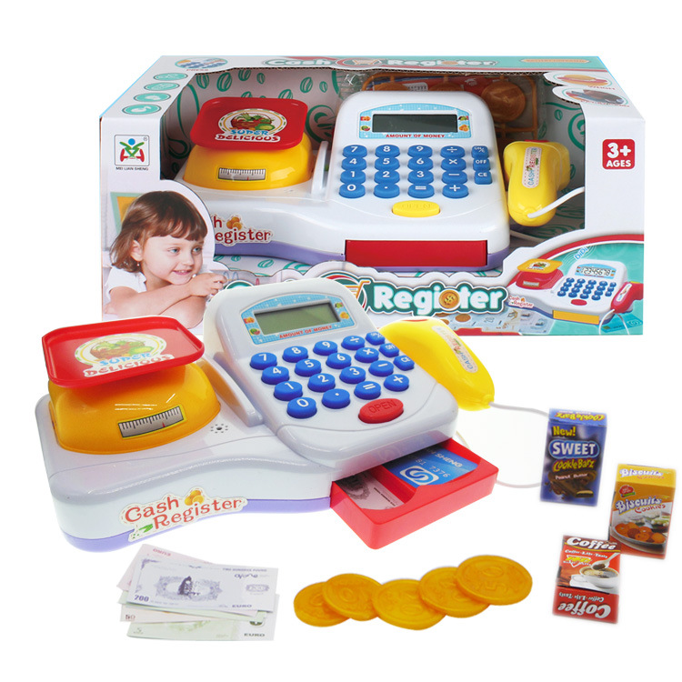 Trade Fancy multifunction Simulation Cash Register Toy Home Appliance Series of Children Play House Electric Light Music