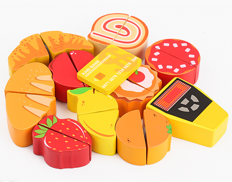 Wooden Fruit Supermarket Play House Supermarket Cash Register Toys Children Intelligence Development Science and Education Kitchen Toys