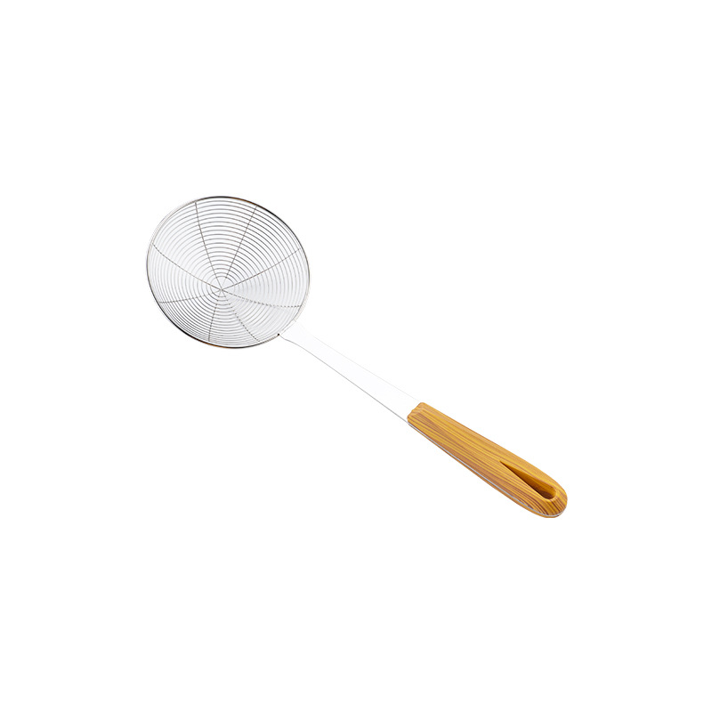 Stainless Steel with Hook Line Leakage Kitchen Fried Imitation Wood Grain Handle Hot Pot Spoon Colander Dumpling Noodles Strainer Drain Oil Strainer