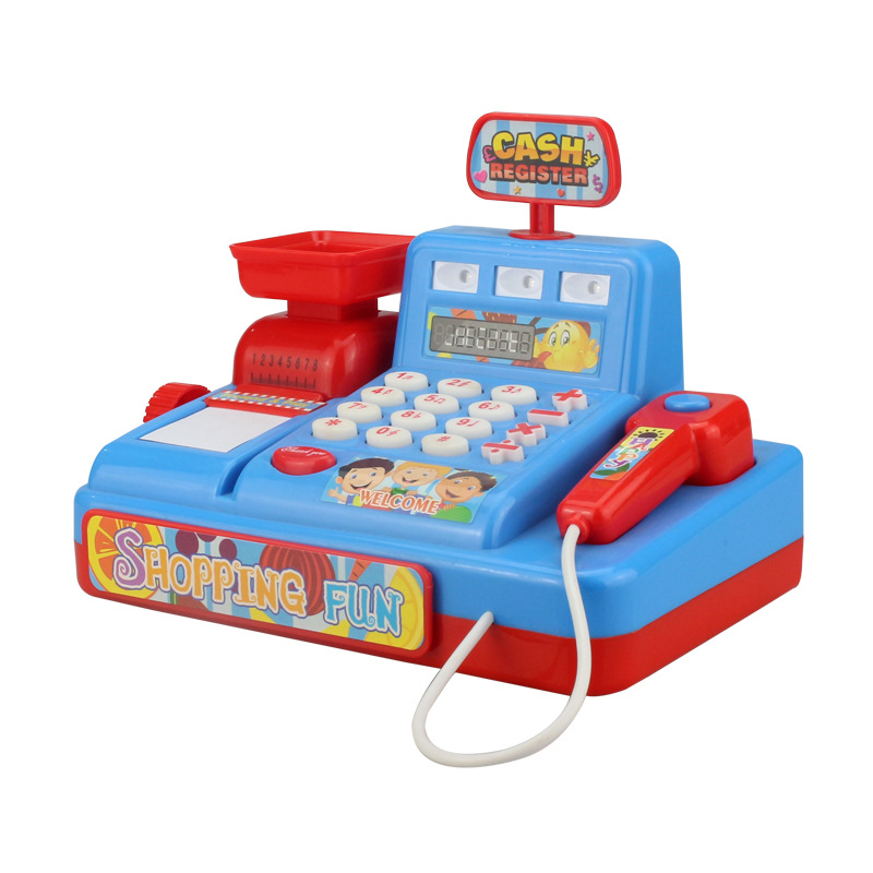 Small Supermarket Toy Cash Register Simulation Kitchen Cooking Girl Cash Register Toy Play House Electric Suit