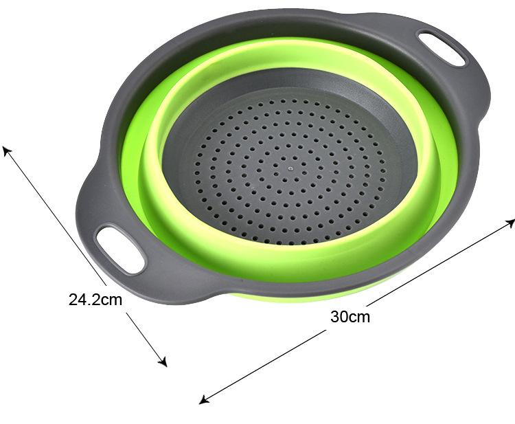 Silicone Folding Washing Vegetable Basket Drain Washing Basin Wash Fruit and Vegetable Basket Kitchen Supplies Washing Vegetable Basket Colander Colander