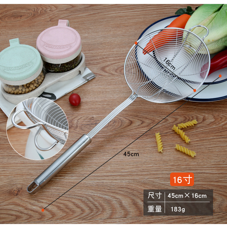Stainless Steel Wire Colander Household Kitchen Hot Pot Big Strainer Colander Strainer Beef Hot Pot Double Hook Strainer Small Strainer