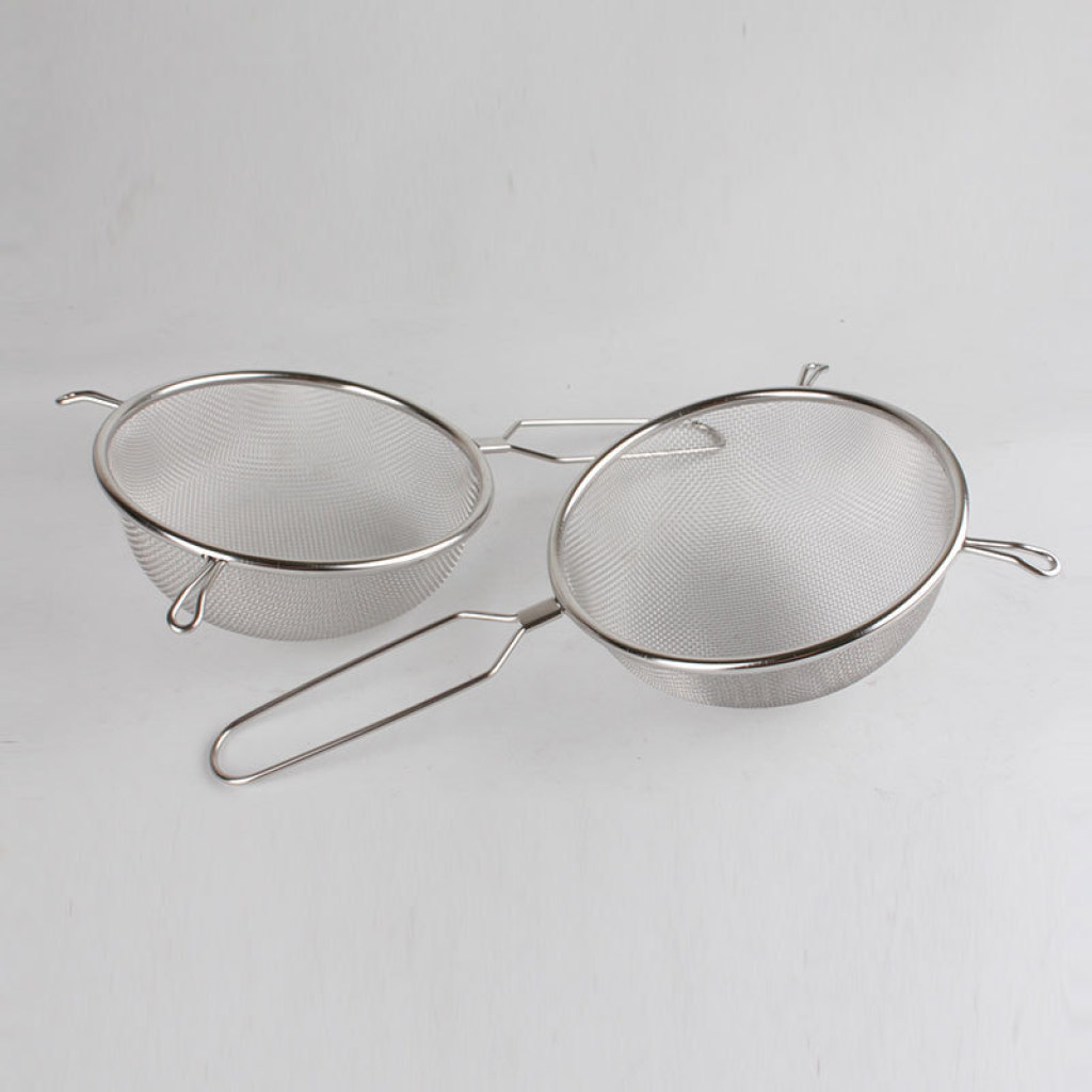 Stainless Steel Binaural Oil Grid Colander Straight Pattern Oil Grid Twill Oil Grid Wive-Screen Ladle Colander Line Leakage