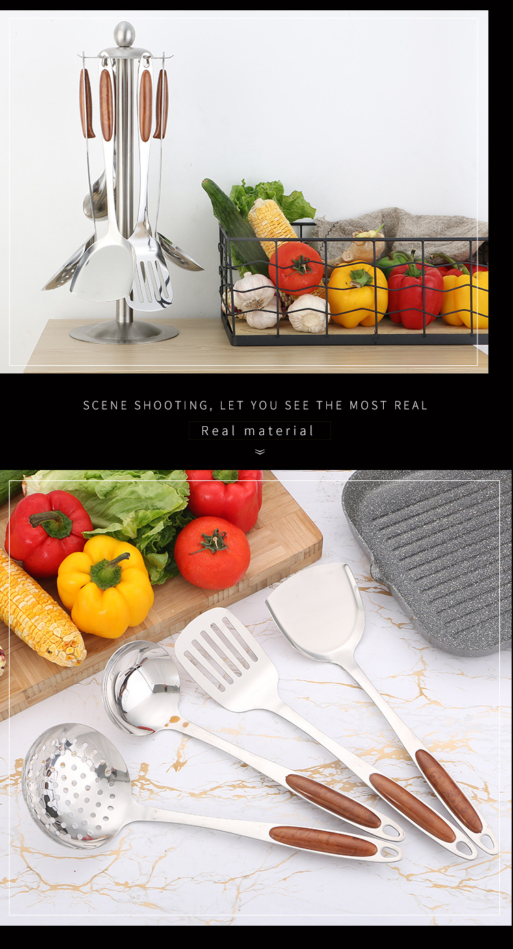 3cm Non-Magnetic Stainless Steel Kitchenware Set Hanging Anti-Scald Insulation Spatula Spatula Colander Kitchen Supplies Wholesale 3cm Non-Magnetic Stainless Steel Kitchenware Set Hanging Anti-Scald Insulation Spatula Spatula Colander Kitchen Supplies Wholesale