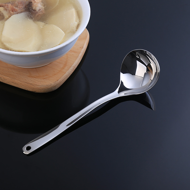 Factory Wholesale 304 Stainless Steel Household Soup Spoon Colander Suit Thickened Kitchen Cooking Tableware Hot Pot Soup Colander