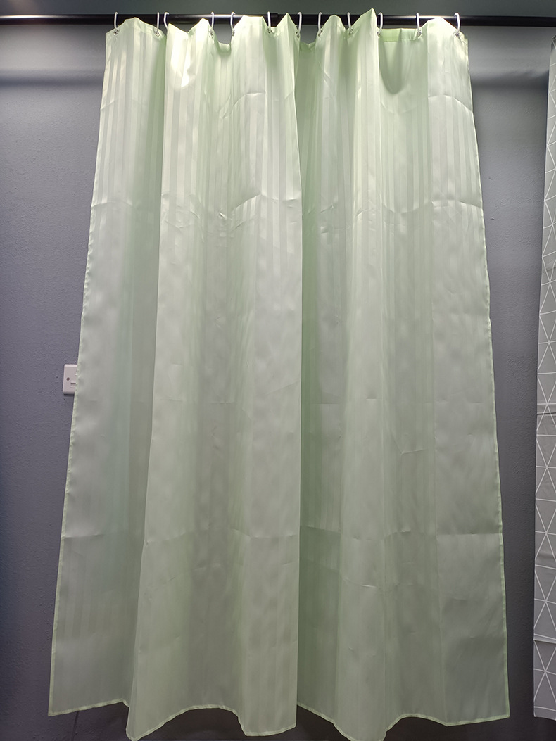 Cross-Border Hot Selling Household Bathroom Shower Curtain Solid Color Figured Cloth Yin and Yang Strip Partition Bath Curtain Processing Custom Shower Curtain Fabric
