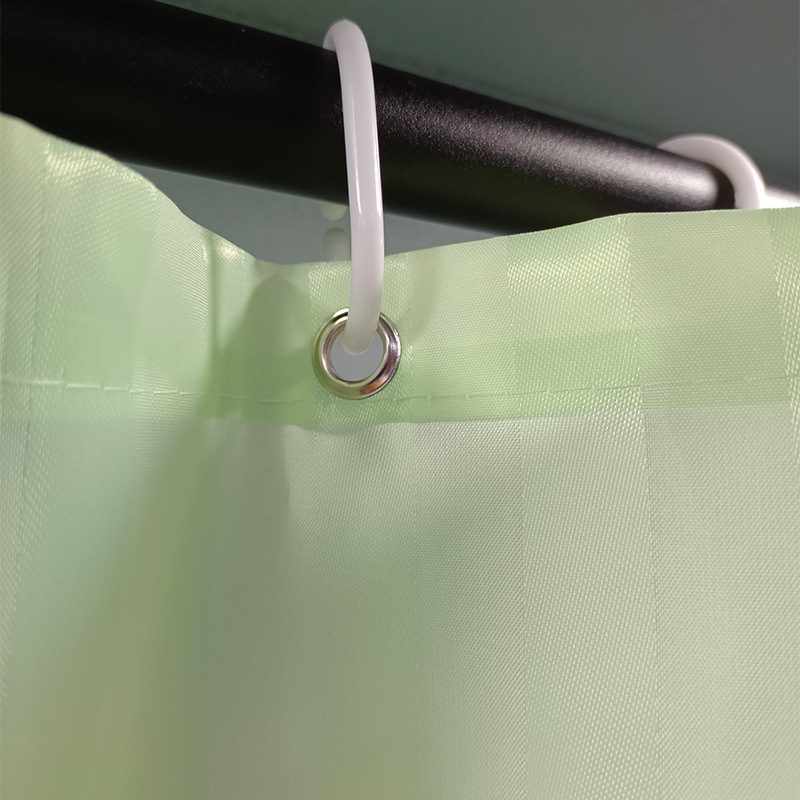 Cross-Border Hot Selling Household Bathroom Shower Curtain Solid Color Figured Cloth Yin and Yang Strip Partition Bath Curtain Processing Custom Shower Curtain Fabric