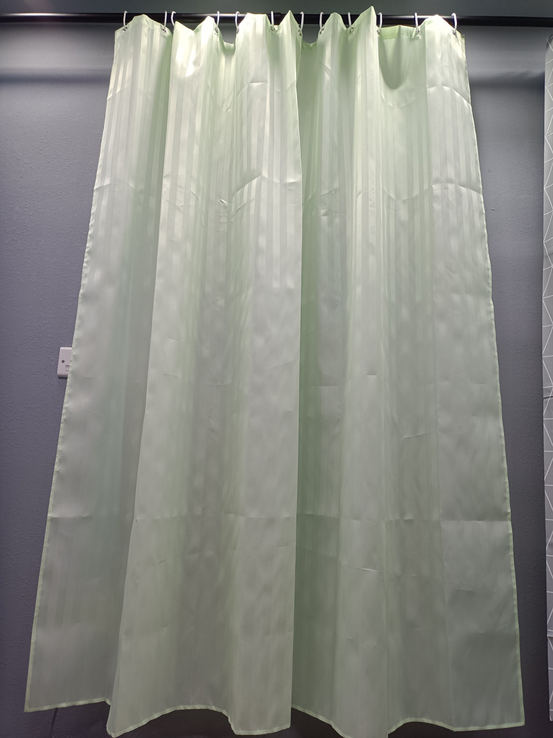 Cross-Border Hot Selling Household Bathroom Shower Curtain Solid Color Figured Cloth Yin and Yang Strip Partition Bath Curtain Processing Custom Shower Curtain Fabric