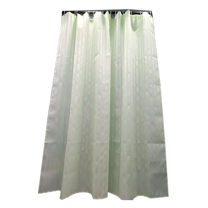 Cross-Border Hot Selling Household Bathroom Shower Curtain Solid Color Figured Cloth Yin and Yang Strip Partition Bath Curtain Processing Custom Shower Curtain Fabric