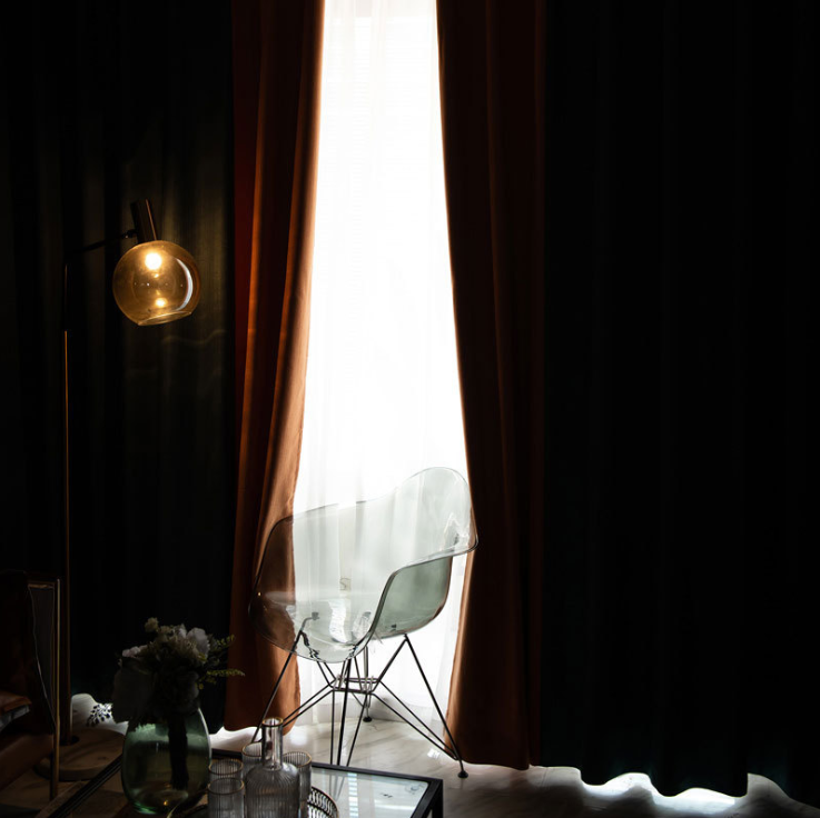 Nordic Solid Color Stitching Shading Curtain Fabric Living Room Bedroom Light Luxury Curtain Factory Direct Sales