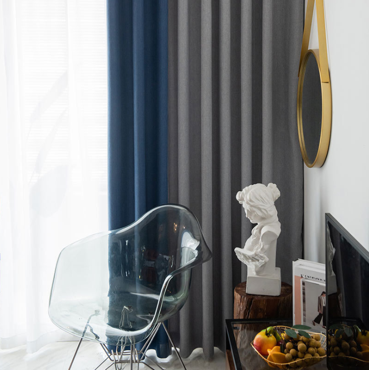 Nordic Solid Color Stitching Shading Curtain Fabric Living Room Bedroom Light Luxury Curtain Factory Direct Sales
