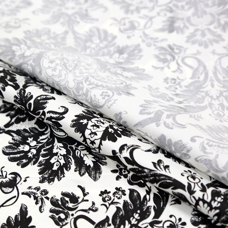 Black and white European pattern twill chintz wholesale window curtain fabric clothing fabric