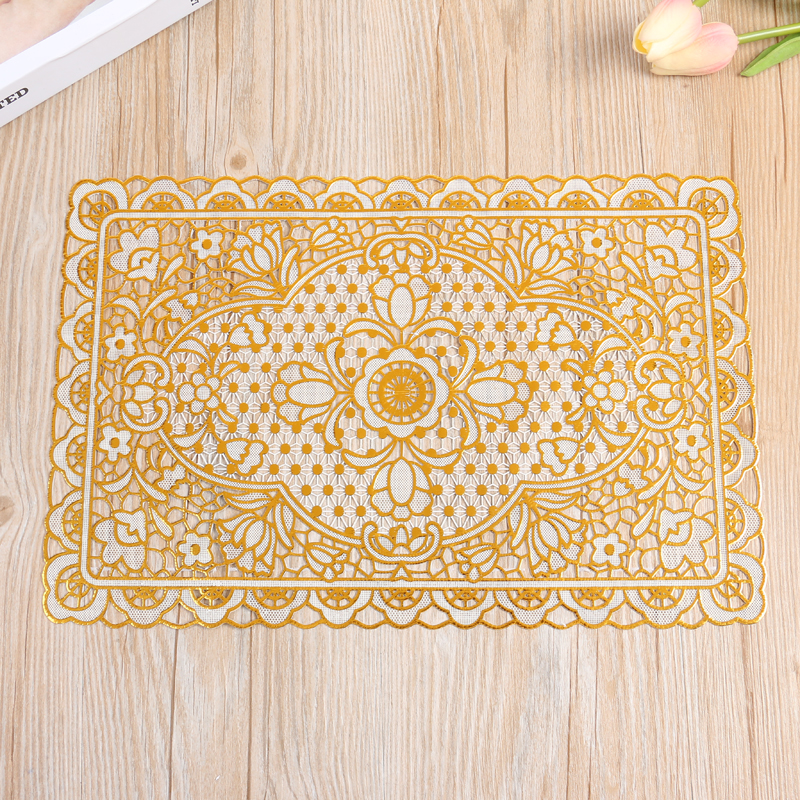 Rectangular 25 * 37 cm environmentally friendly table mat heat insulation pad waterproof non - slip western food mat PVC material table mat tray pad