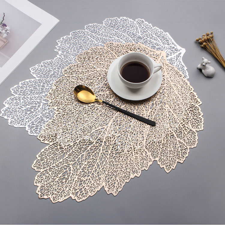 European and American Placemat Leaves Hollow out Heat Insulation Non-Slip PVC Placemat Tea Table Decorative Pad Restaurant Western Food Tray Mat European and American Placemat Leaves Hollow out Heat Insulation Non-Slip PVC Placemat Tea Table Decorative Pad Restaurant Western Food Tray Mat