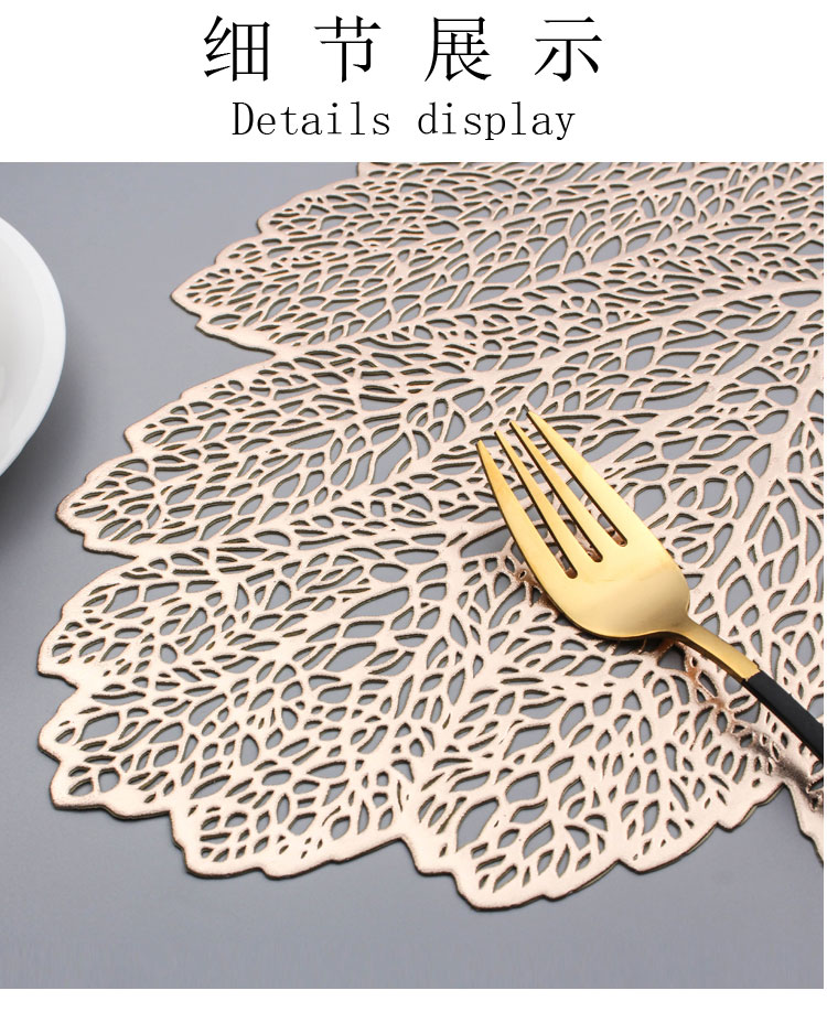 European and American Placemat Leaves Hollow out Heat Insulation Non-Slip PVC Placemat Tea Table Decorative Pad Restaurant Western Food Tray Mat European and American Placemat Leaves Hollow out Heat Insulation Non-Slip PVC Placemat Tea Table Decorative Pad Restaurant Western Food Tray Mat