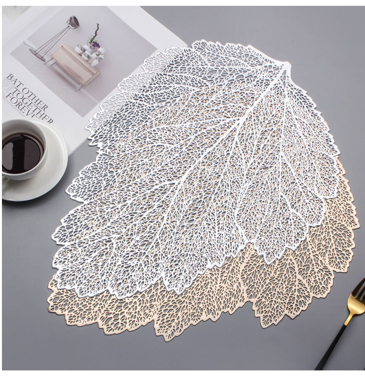 European and American Placemat Leaves Hollow out Heat Insulation Non-Slip PVC Placemat Tea Table Decorative Pad Restaurant Western Food Tray Mat European and American Placemat Leaves Hollow out Heat Insulation Non-Slip PVC Placemat Tea Table Decorative Pad Restaurant Western Food Tray Mat