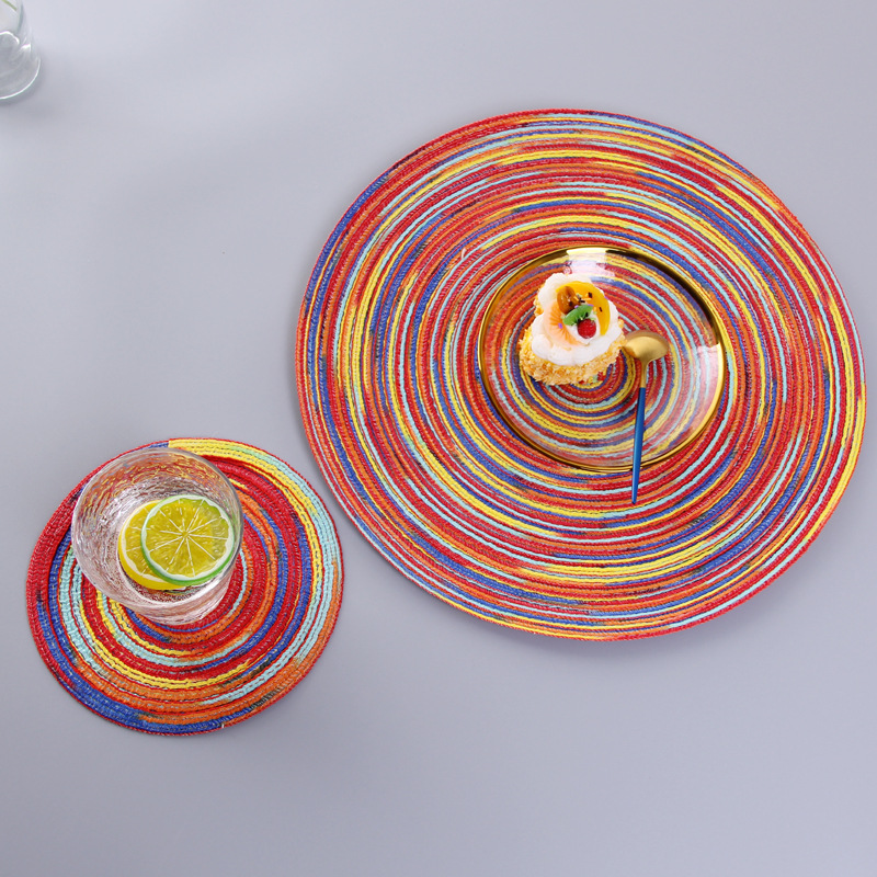 cotton yarn round table mat westernstyle food mat handwoven nonslip antisoup plate bowl mat cup heat insulation pad cotton yarn round table mat westernstyle food mat handwoven nonslip antisoup plate bowl mat cup heat insulation pad